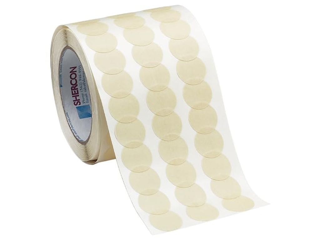 Caplugs KD-SH Series KD01062 - Kwiky Dot Discs - High Temperature, Pressure Sensitive, Masking, off White Smooth Crepe Backing, 1.062" Disc Diameter (Roll of 2000)