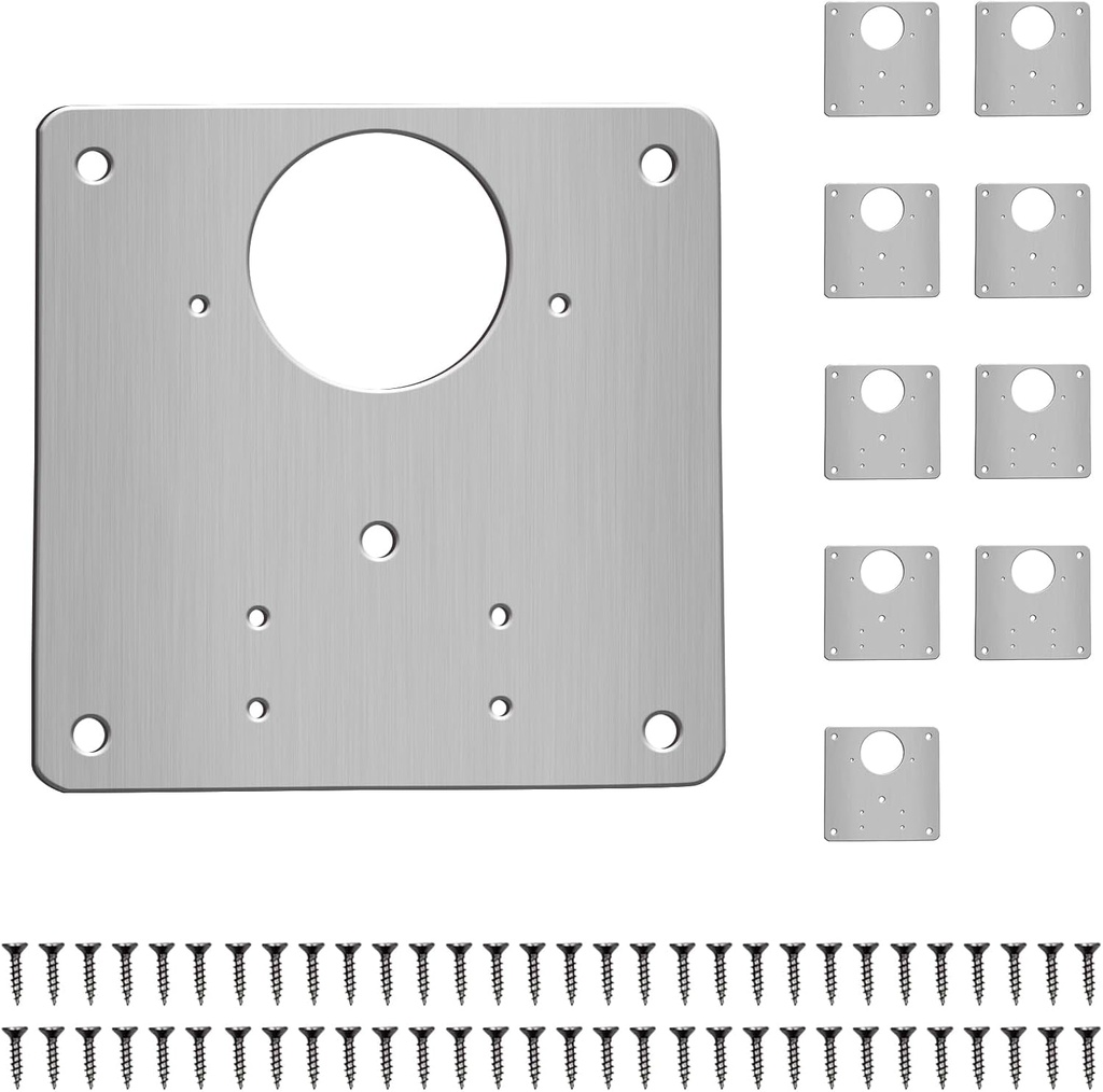 10 Set Cabinet Hinge Repair Plate Stainless Steel Fixed Plates Equipped with Installation Screws Suitable for Fixing Kitchen Cabinets Doors and Windows Wooden Tables and Furniture