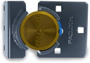 Paclock'S KT2173A/779 Hasp and Puck Combo Kit, Buy American Act Compliant, High Security 6-Pin Cylinder, Keyed Differently W/ 2 Keys, Yellow Anod. Alum. Puck, Double Coated Grey Hasp