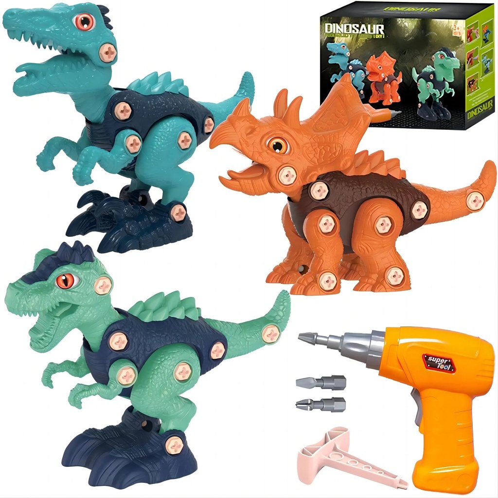 Jbee Ctrl Dinosaur Toys for 3 4 5 6 7 Years Old Boys Take Apart Dinosaur Toys with Electric Drill for Kids 3-5 5-7 Construction Building Toy Party Christmas Birthday Gifts for Toddlers Boys Girls