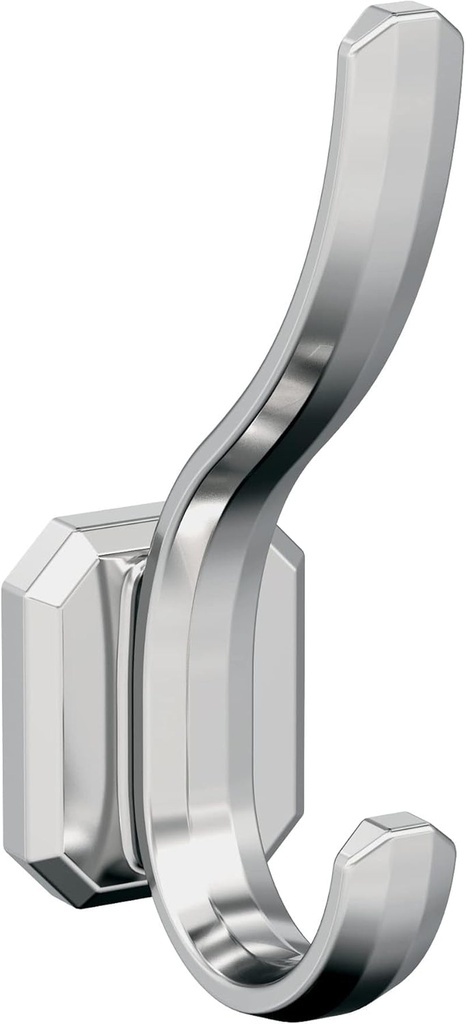 Amerock HBX3669326 | Granlyn Double Prong Decorative Wall Hook | Polished Chrome Hook for Coats, Hats, Backpacks, Bags | Hooks for Bathroom, Bedroom, Closet, Entryway, Laundry Room, Office