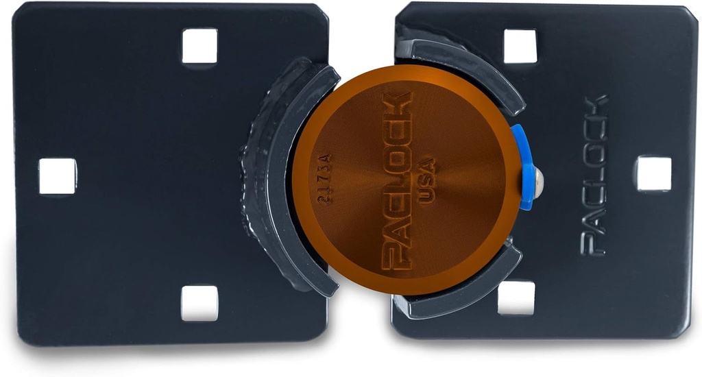 Paclock'S KT2173A/770 Hasp and Puck Combo Kit, Buy American Act Compliant, High Security 6-Pin Cylinder, One Lock Keyed to #26548 W/ 2 Keys, Orange Anod. Alum. Puck, Double Coated Grey Hasp
