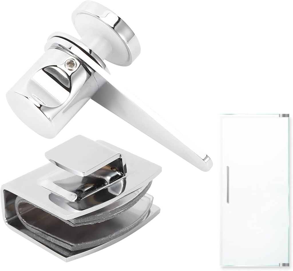 2Pcs Latch Bolts Lock Door Copper Hardware Smooth Surface Glass Shower Door Latch for Bathroom Shower Room Glass Door 0.3" to 0.47" Thickness