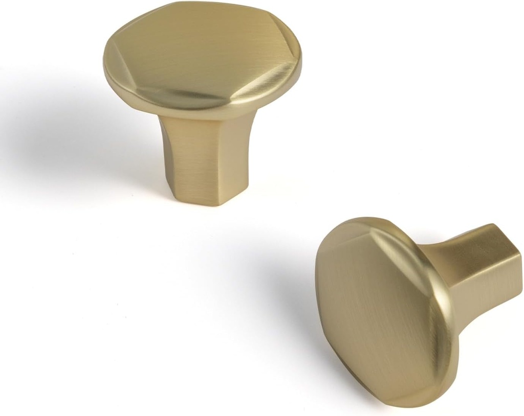 Goo-Ki Brushed Brass Cabinet Knobs,Casual Luxury Solid Zinc Drawer Knobs for Drawer,Cupboard, Wardrobe,6 Pack