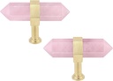 Rockcloud Pack of 2 Crystal Point Stone Drawer Knobs with Screws Cabinet Knob Cupboard Pull Handle Home Decoration, Rose Quartz