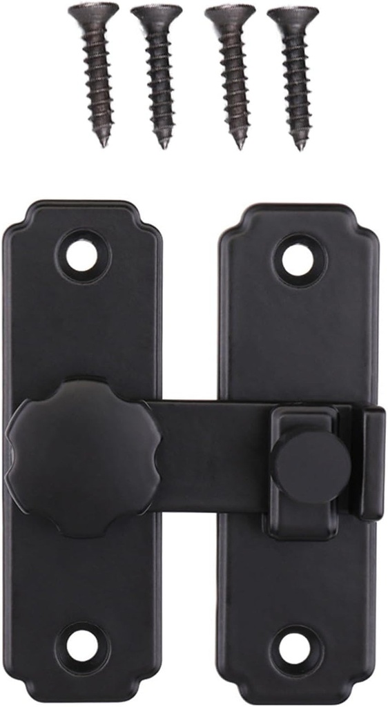 Flip Sliding Stainless Steel Barn Door Lock Buckle for All Kinds of Barn Doors Windows Sliding Doors Bathroom Doors Cabinets (Black)