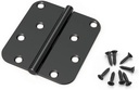 KNOBWELL 18 Pack Rounded Square Matte Black Door Hinges Interior with 5/8 Inch round Radius, 4" X 4" Black Hinges for Doors