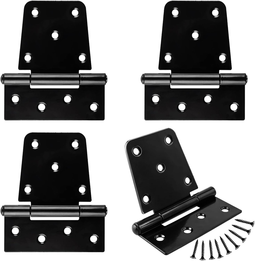 4 Pack Heavy Duty Gate Hinges, Black Iron 3.5 Inch Door Hinges T Hinges for Wood Shed Barn Door Fence Gate Swing Door (Screws Included)