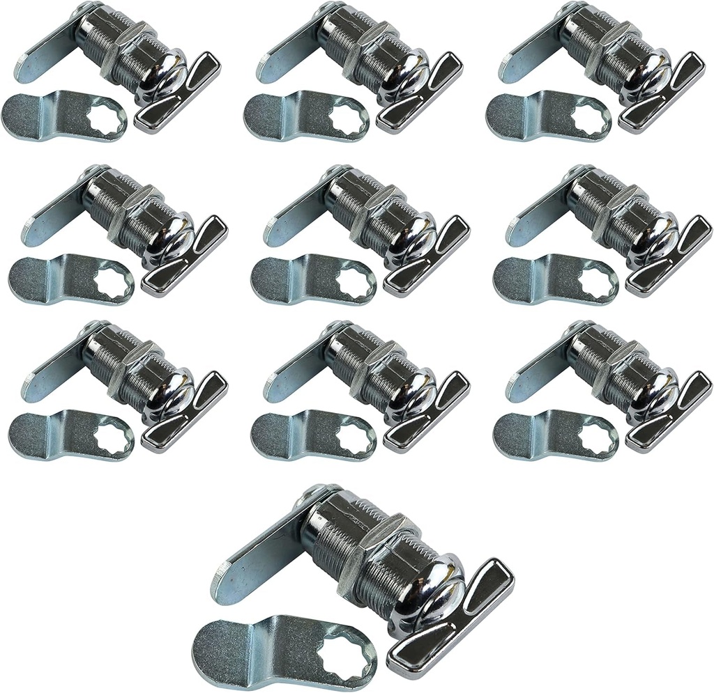 Thumb Turn Latch with 1-1/8" Cylinder and Chrome Finish, 10 Pack Thumb Latches (10-Pack)