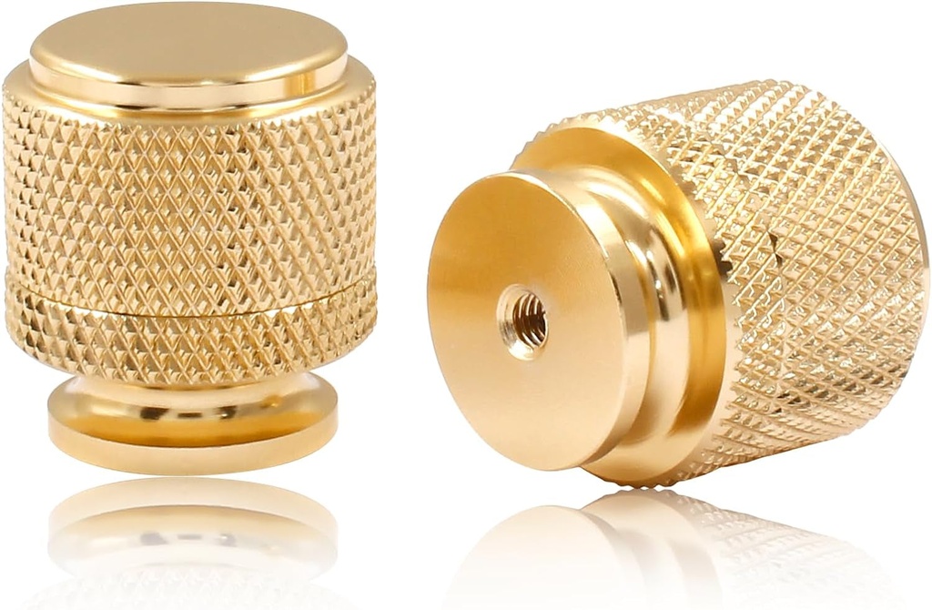 12 Pack Knurled Cabinet Knobs Aluminum Dresser Cabinet Knobs Stylish Drawer Knobs for Dresser Drawers Cupboard, Gold & Gold