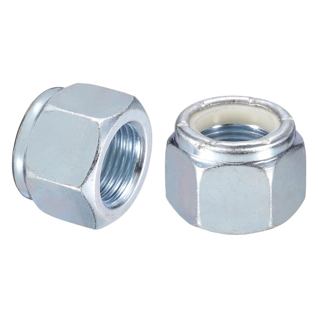 Uxcell 25Pcs 7/8"-14 Nylon Insert Hex Lock Nuts, Carbon Steel Self-Locking Nylon Insert Stop Nut for Industrial Construction Fasteners, White&White
