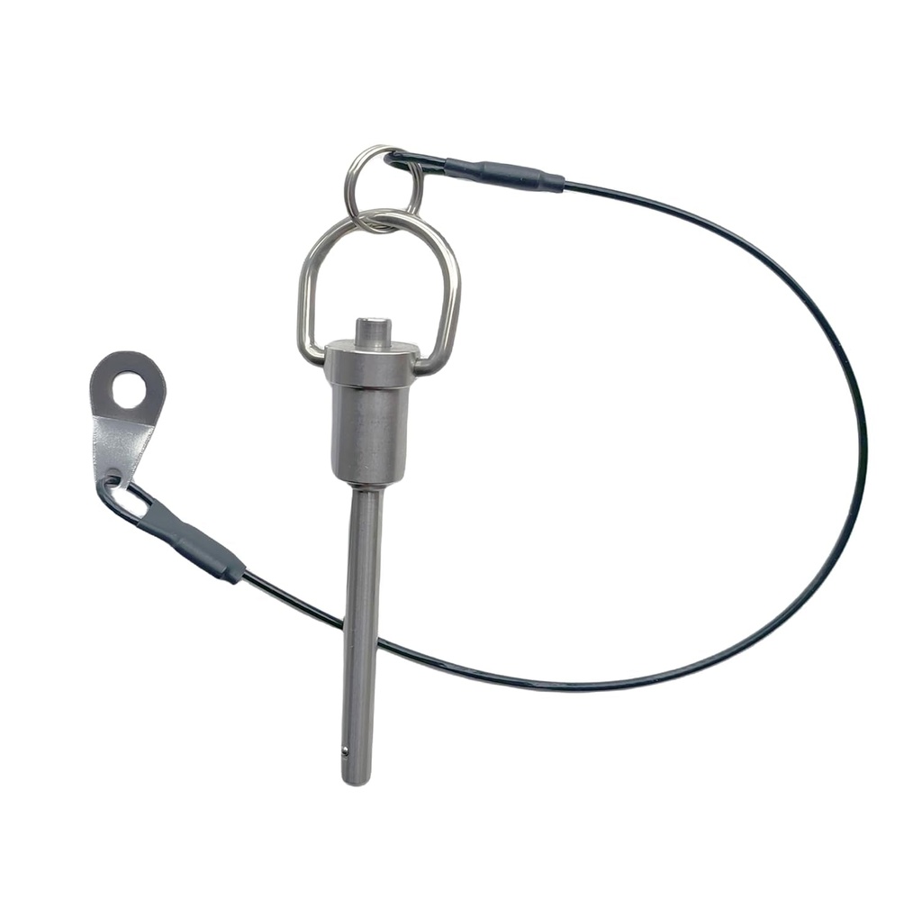 Stainless Steel Ring Quick-Release Pin, Grip Button Locking Pin, Ball Locking Pin, with Safety Rope (Dia:5/16, L:4In), Sliver