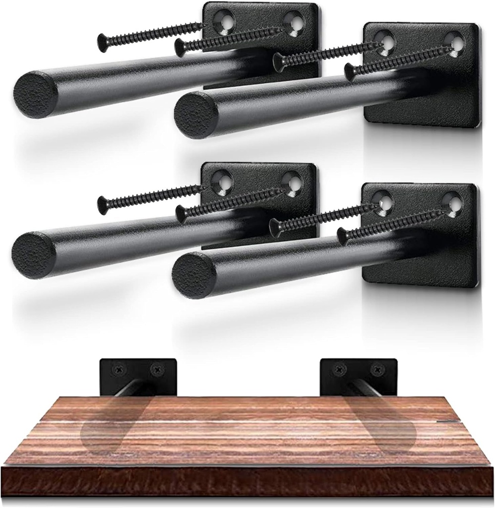 COLSEN Floating Shelf Bracket, 6 Inches Heavy Duty Hidden Wall Shelf Mount Supports for Front & Corner Shelf, Home Decor Essentials, Shelves Not Included, 4-Pack