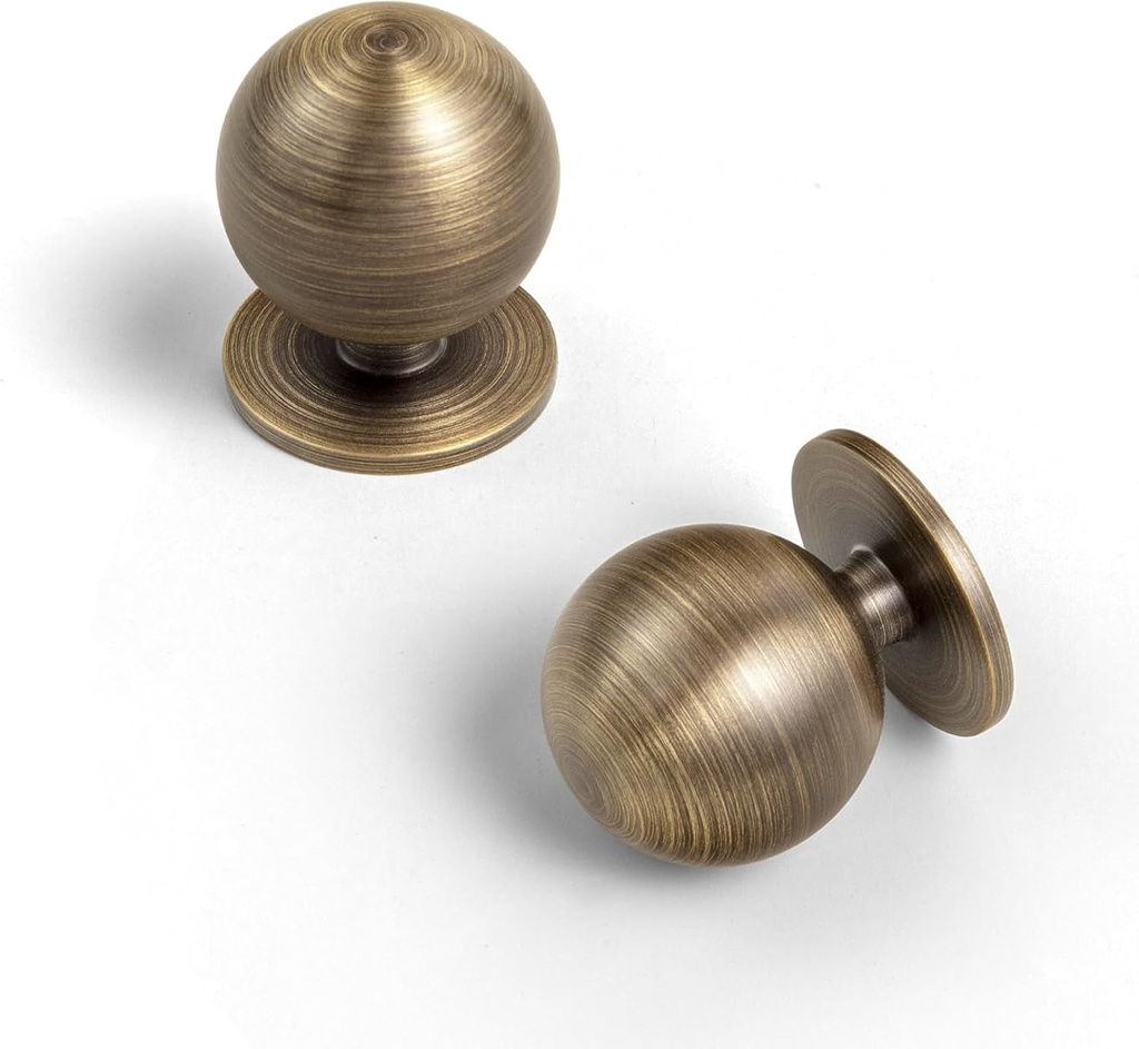 Goo-Ki 6 Pack Solid Brass Luxe Antique Brass Cabinet Knobs - Exquisite Hardware for Kitchen Décor Distinctive Drawer Handles Hardware - 1 1/8'' Diameter