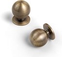 Goo-Ki 6 Pack Solid Brass Luxe Antique Brass Cabinet Knobs - Exquisite Hardware for Kitchen Décor Distinctive Drawer Handles Hardware - 1 1/8'' Diameter