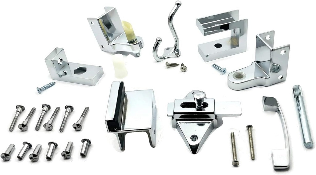 Harris Hardware TP2100 Toilet Partition Die Cast Zamac Complete Outswing Door Hardware Set, 1 In. Door 1-1/4 In. Pilaster