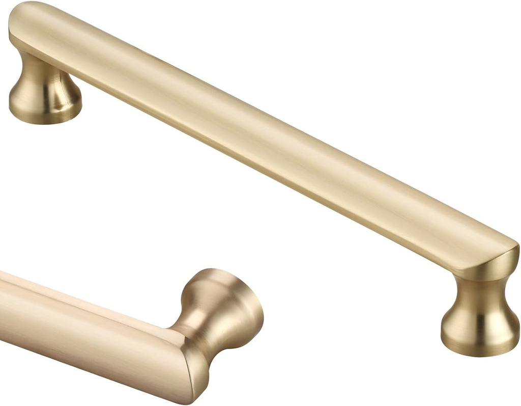 Gold Cabinet Handles 10 Pack 3-3/4 Inch (96Mm) Hole Spacing Gold Drawer Pulls, Brushed Brass Cabinet Pulls and Gold Kitchen Cabinet Handles