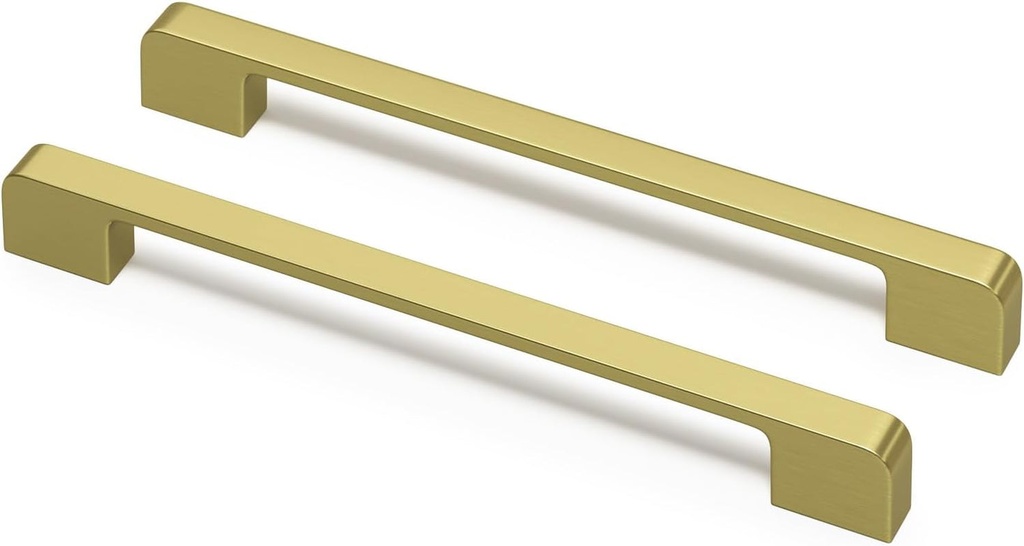 Rergy 10 Pack Gold Cabinet Pulls Brushed Brass Cabinet Handles Gold Kitchen Handles for Cabinet Brass Drawer Handles 7-1/2Inch(192Mm) Hole Center Zinc Alloy Hardware