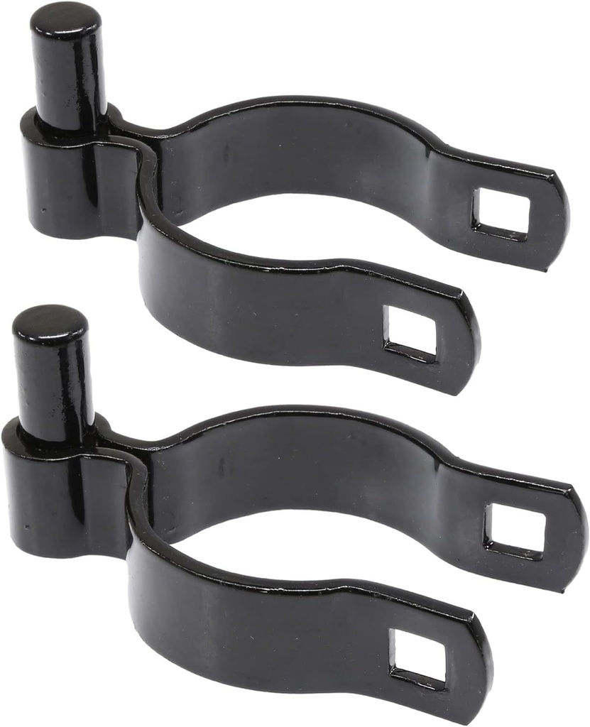 Chain Link Gate Post Hinge - Heavy Duty Pressed Steel - Includes Carriage Bolts & Nuts (Black Coated Steel, 2-3/8")