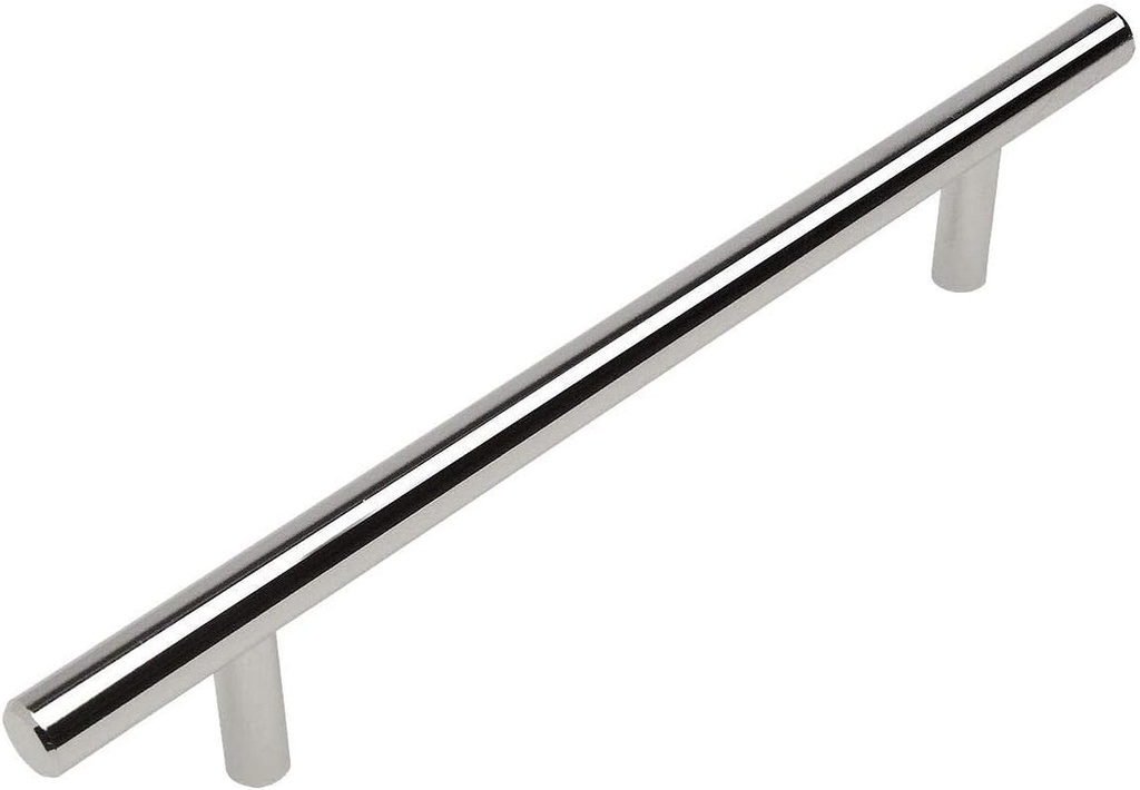 10 Pack - Cosmas 404-128CH Polished Chrome Solid Steel Construction 3/8 Inch Slim Line Euro Style Cabinet Hardware Bar Pull - 5" Inch (128Mm) Hole Centers