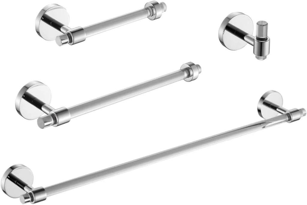 Bathroom Hardware Set Acrylic Chrome - Bathroom Accessories Set Towel Bar Rack Set - Wall Mounted Bath Towel Holder Set 4 Pieces SHUNLI