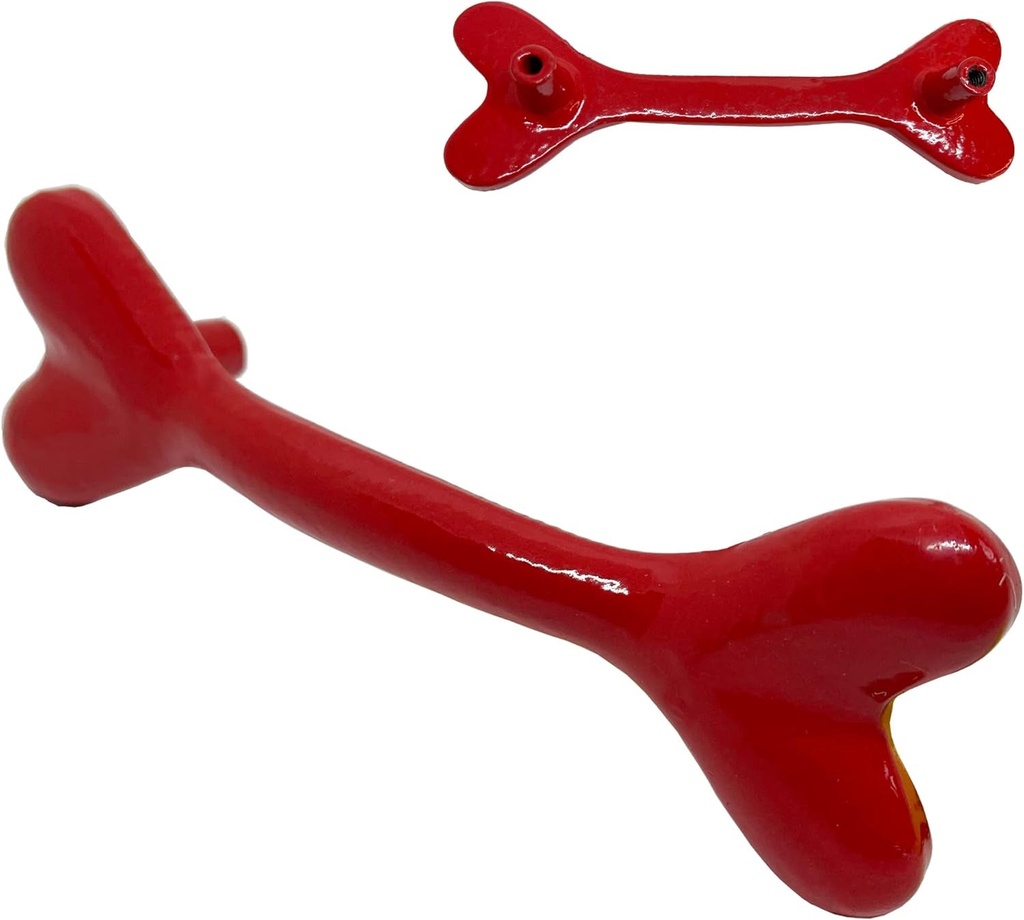 5.75"- Dog Bone Style Handle in a Vintage Style Decor - Use as Barn Door, Gate, Drawer or Cabinet Pull, Classic Iron Made Country Farmhouse Pulls - Hn706-Red (5)