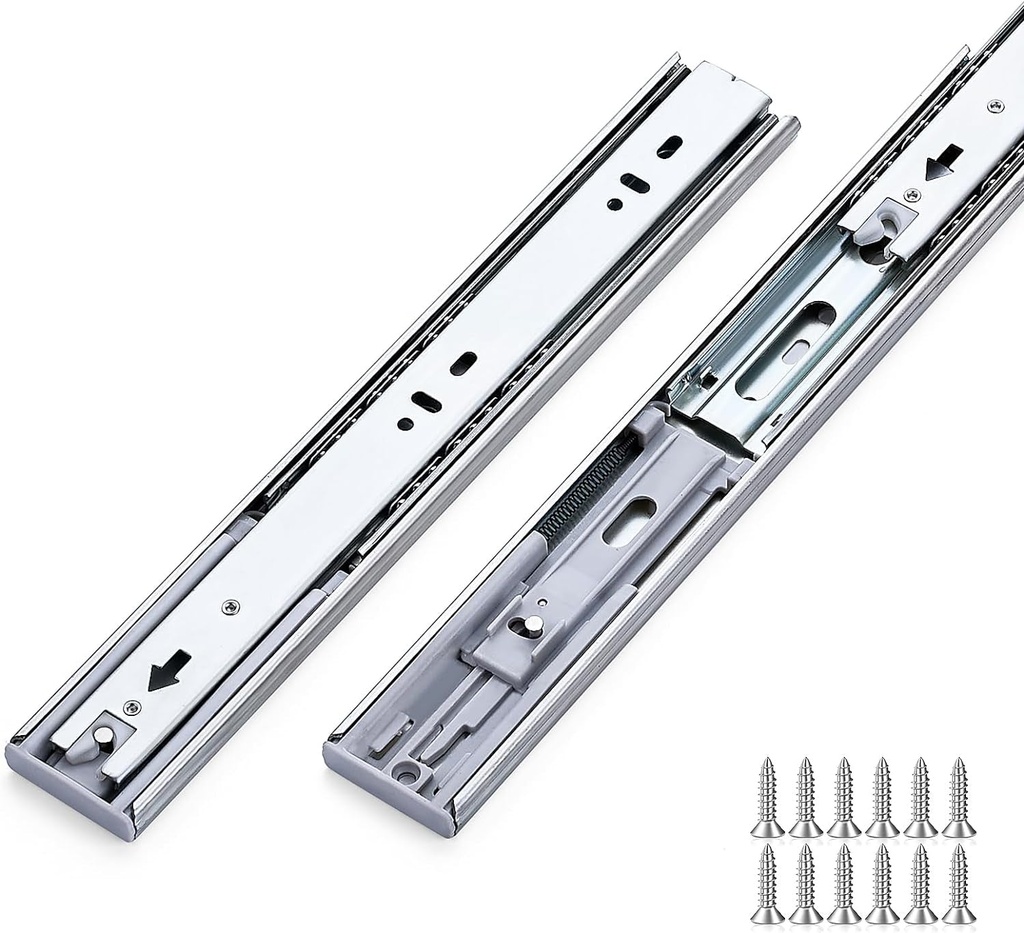 10 Pairs Soft Close Drawer Slides 20 Inches Heavy Duty Drawer Slides Side Mount Metal Ball Bearing Full Extension Dresser Drawer Slides 500 Lbs Silver
