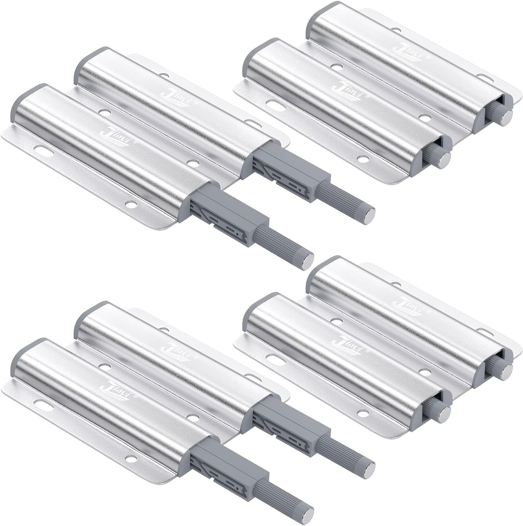 Jiayi Cabinet Latch Metal Door Catches Heavy Duty 4 Pack Double Push to Open Door Latch Touch Latches Kitchen Door Push Release Latch for Drawer Closure Push Catch Press Out Cabinet Hardware