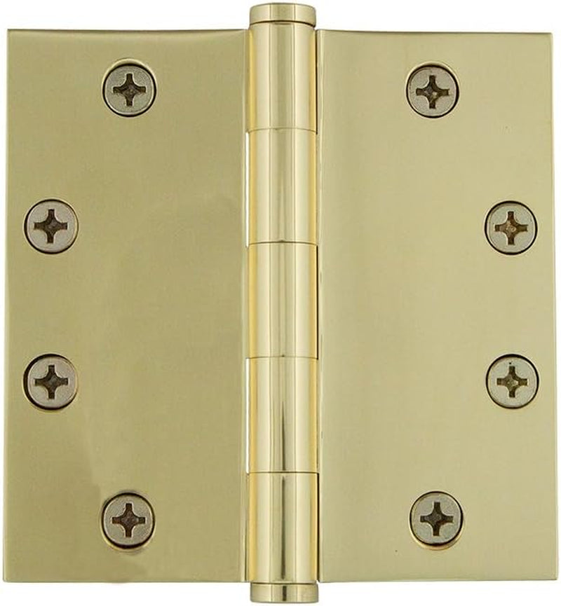 824302 4.5" Button Tip Heavy Duty Hinge with Square Corners in Unlacquered Brass