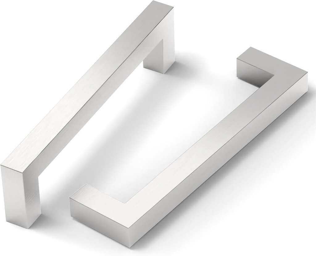 10 Pack 5 Inch(128Mm) Cabinet Pull Brushed Satin Nickel Kitchen Cabinets Handles Stainless Steel Cabinet Hardware for Cupboard Square Kitchen Pulls for Cabinets Drawer Handles