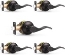Probrico Oil Rubbed Bronze Passage Door Lever Handle Lock Hall and Closet Keyless Locksets 5 Pack