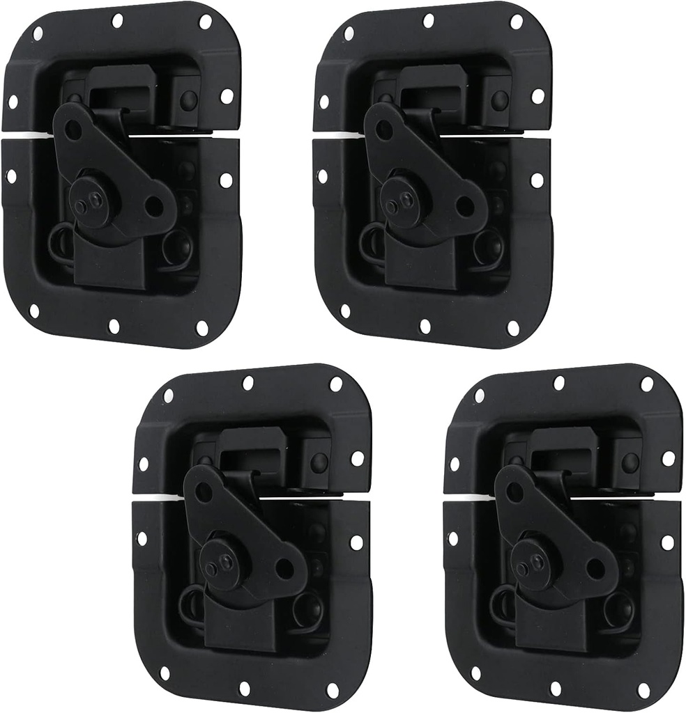 4PCS Black Spring Loaded Recessed Latch 4.41"X4.09" Butterfly Twist Latch Replacement Road Case Spring Loaded Recessed Latch for Flight Case and Road Case with Screws