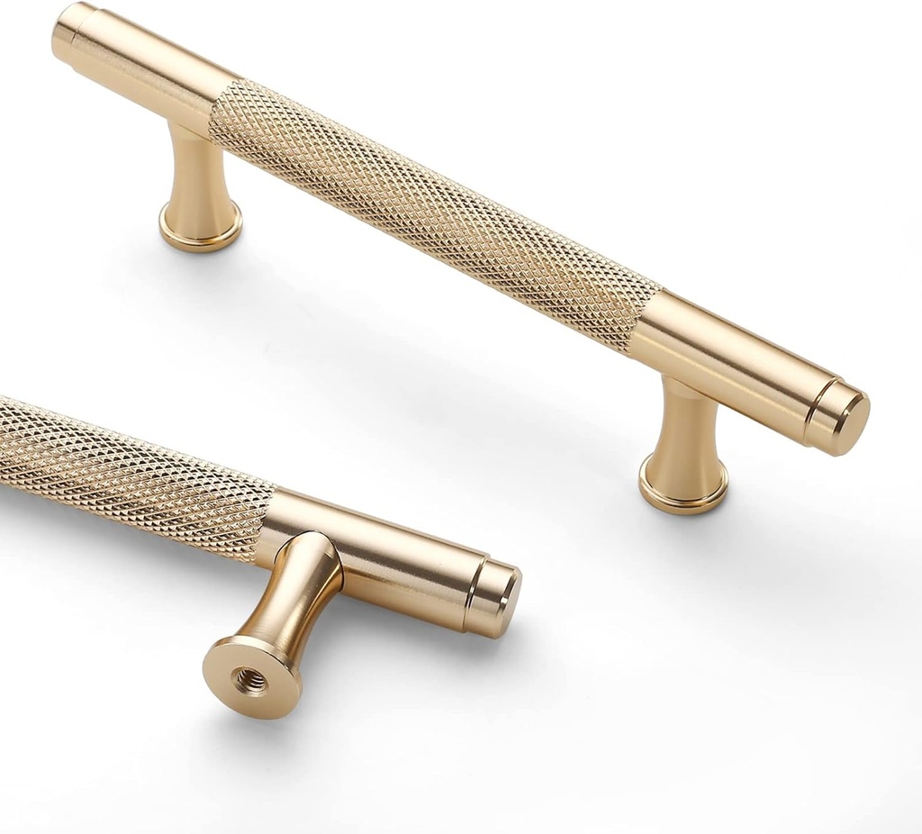 Asidrama 10 Pack 3.75 Inch(96Mm) Knurled Gold Kitchen Cabinet Handles,Cabinet Pulls Kitchen Cabinet Hardware Cupboard Drawer Pulls