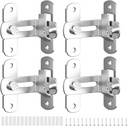 SMARTSTANDARD Barn Door Lock, 90 Degree Barn Door Latch, Stainless Steel Gate Latch Hardware, Barn Door Locks and Latches for Bedroom, Wooden Fence, Pocket Door, Cat Door, Bathroom (Silver, 4PCS)