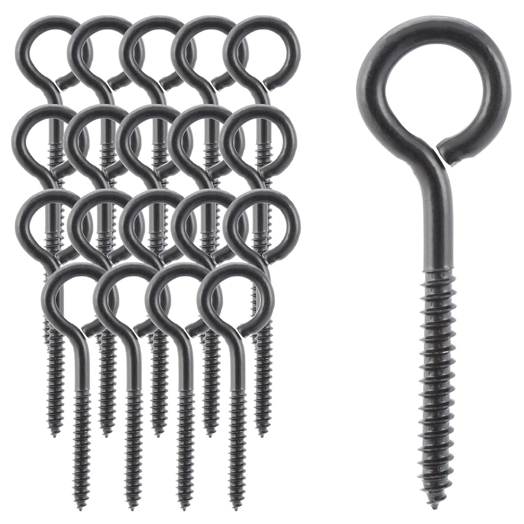 Wright Products Lag Screw Eye, 20-Pack, 4 Inch X .31 Inch - Heavy-Duty, Weather-Resistant Hardware for Outdoor and Indoor Applications - Ideal for Hanging Plants, Swing Sets, Matte Black