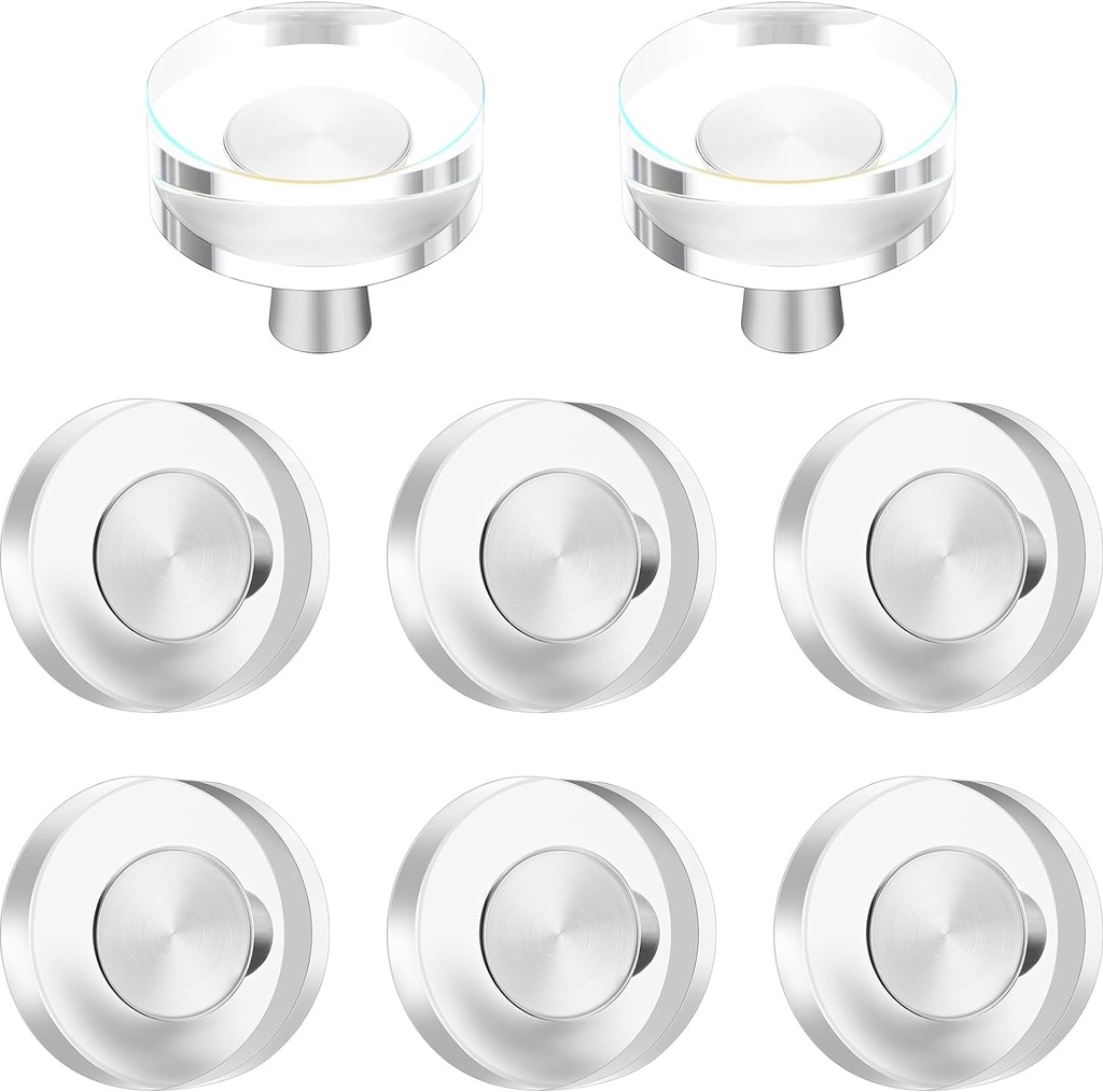 Glass Crystal Knobs Brass Drawer Pull Cabinet Handle Brass Glass Knobs Gold Furniture Hardware Glass Dresser Knobs for Dresser Pull Furniture Handle Cupboard Hardware (Clear and Round,8 Pieces)