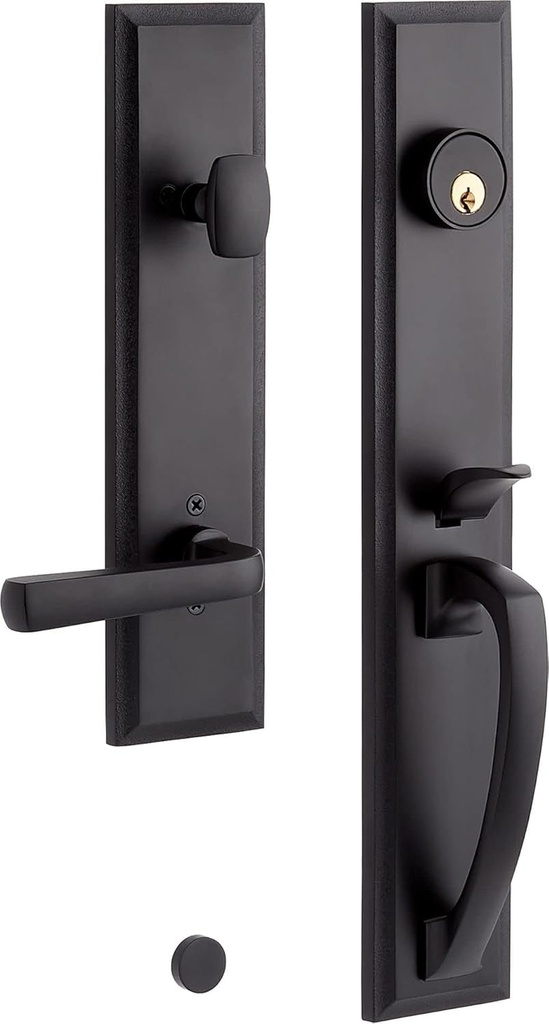 479123 Aurick Left Handed Solid Brass Keyed Entry Door Lever Set with 2-3/8" Backset