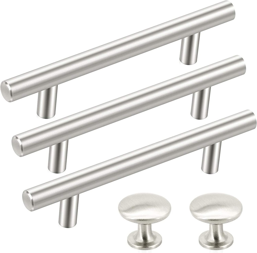 36 Pack Kitchen Cabinet Handles Sunriver 26 Pack Cabinet Pulls Brushed Satin Nickel 10 Pack Cabinet Door Knobs 3-3/4" Hole Center Stainless Steel Cabinet Hardware for Drawer