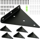 Shelf Brackets 9 Inch, Heavy Duty Extra Thick Floating Triangle Shelving Bracket 6 Pack for DIY Floating Shelf Hardware Corner Brace (Black)