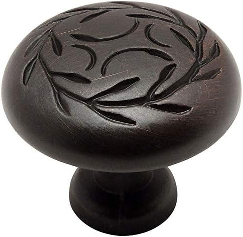 Cosmas 10 Pack 464ORB Oil Rubbed Bronze Leaf Cabinet Hardware round Knob - 1-1/4" Inch Diameter