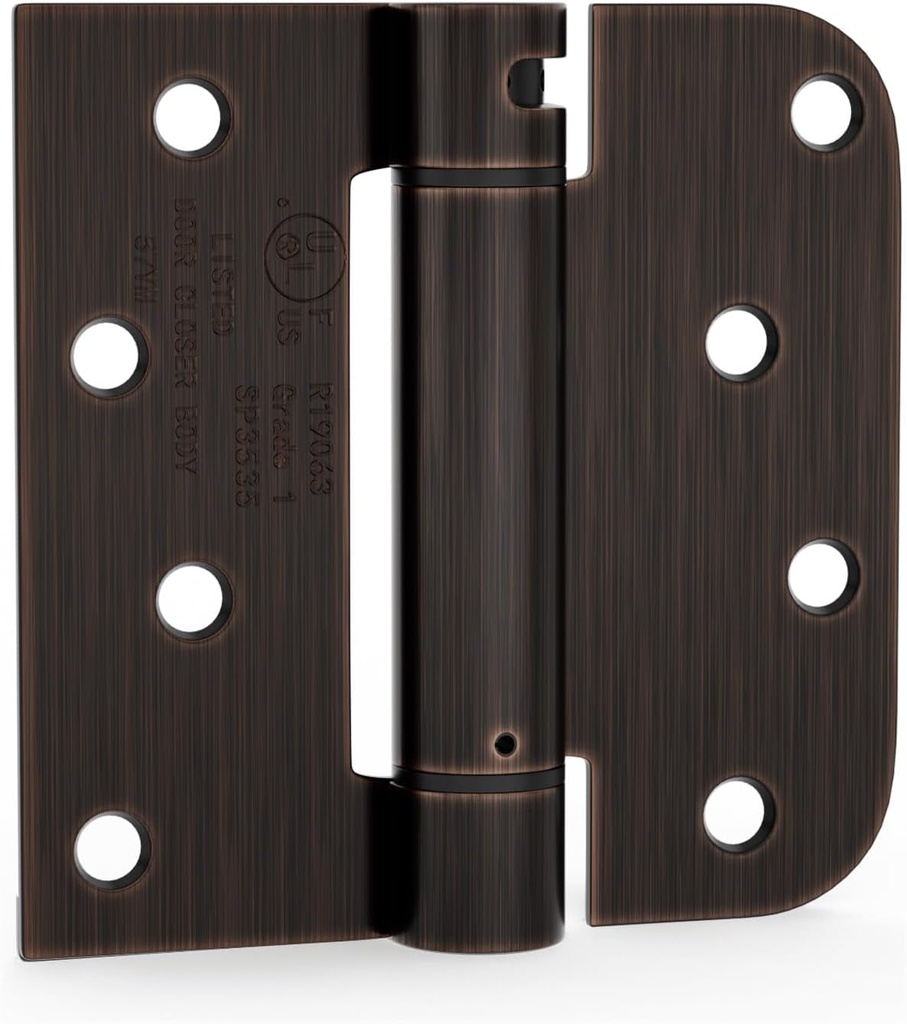 Goldenwarm 6Pack Oil Rubbed Bronze Door Hinges 4 Inch Self Closing Spring Door Hinge with Square & 5/8" Radius Corners - Adjustable Door Closing, Residential & Heavy-Duty Door Hardware