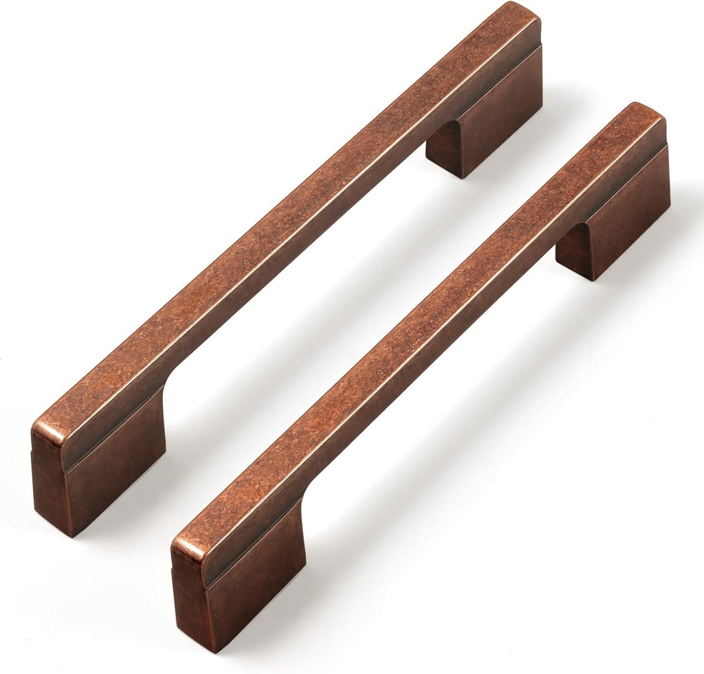 Goo-Ki 6-Park Antique Copper Drawer Handles 3-3/4 In（96Mm） and 5 in (128Mm) Hole Centers Straight Bar Pull,Antique Copper Solid Cabinet Pulls for Kitchen Cabinets and Dresser Drawers 1816-AC-96