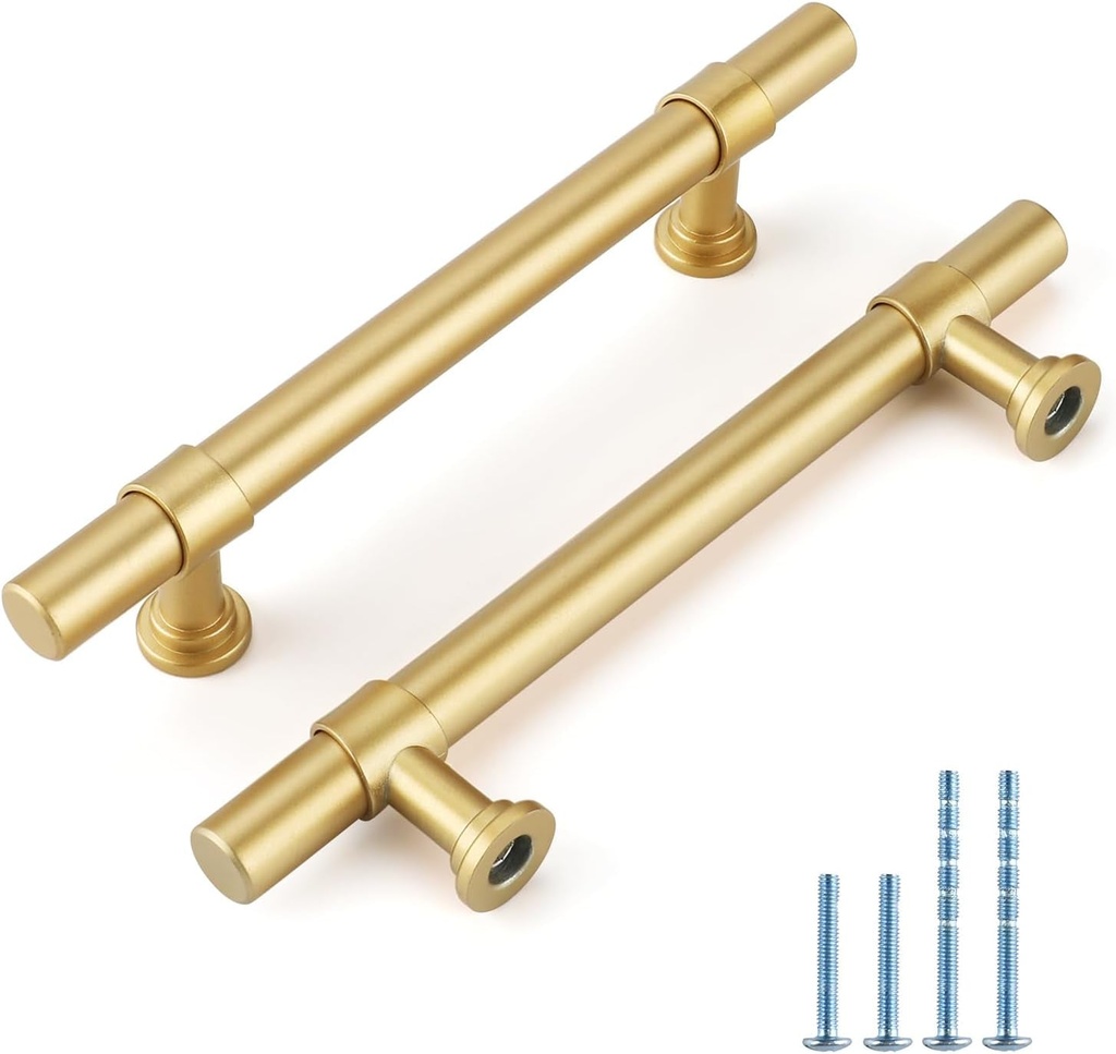 Rergy 10 Pack Gold Cabinet Pulls Kitchen Cabinet Handles Brushed Brass Cabinet Handles Brushed Gold Drawer Pulls Kitchen Cabinet Hardware 5 Inch Hole Center Cabinet Hardware
