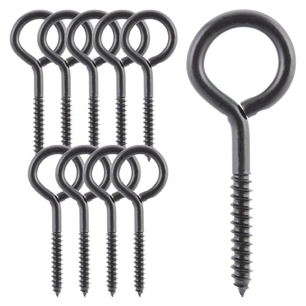 Wright Products Lag Screw Eye, 10-Pack, 4.5 Inch X .37 Inch - Heavy-Duty, Weather-Resistant Hardware for Outdoor and Indoor Applications - Ideal for Hanging Plants, Swing Sets, Matte Black