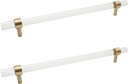 2Pcs Brushed Brass Acrylic Cabinet Pulls 9" Hole Center Modern Clear T-Bar Drawer Pulls Handles
