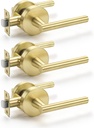Haidms 3 Packs Passage Lever Door Handle Gold Door Levers, Heavy Duty Closet Door Handle,For Passage Hall and Closet Door Handle Lock, Left/Right Handing