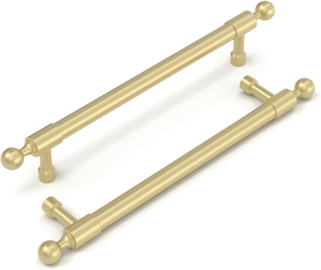 Homdiy 10 Pack 6-1/4 Inch Brushed Gold Cabinet Pulls Cabinet Handles, Brass Cabinet Pulls Gold Dresser Drawer Pulls Kitchen Cabinet Handles Cabinet Hardware