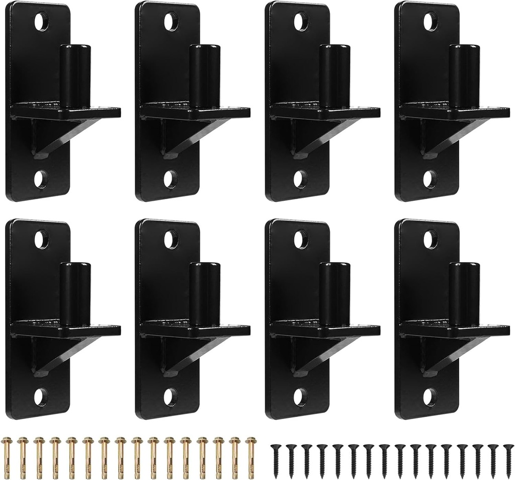 Wall Mount Gate Hinges, Black Farm Gate Hinge, 8 Pack Chain Link Fence Gate Hinge with 5/8 Hinge Pin (Screws Included), Heavy Duty Gate Hinges for Metal Gates Wooden Fences