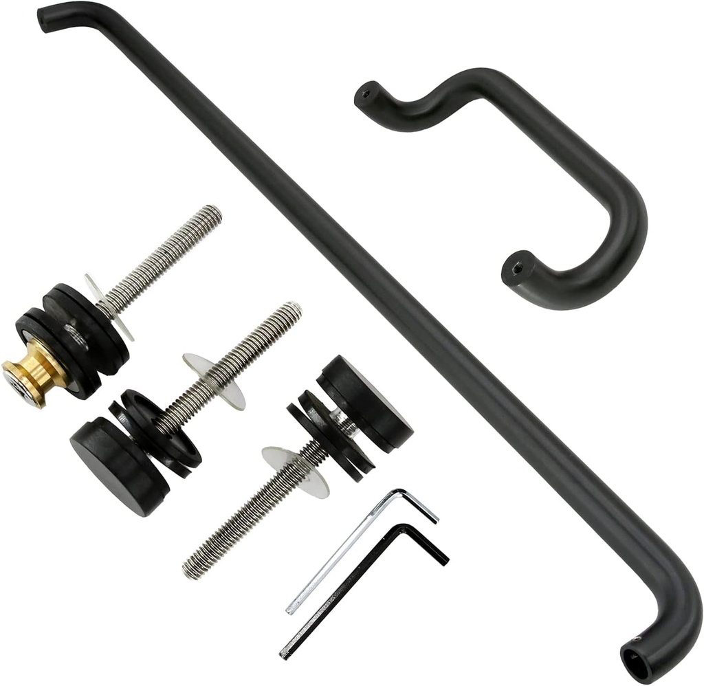 Solid Aluminum round Combination Push Bar and Pull Handle Set (Matt Black Finish)