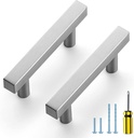 Ravinte Brushed Nickel Cabinet Handles 10 Pack 2-1/2 Inch Satin Nickel Square Cabinet Pulls Silver Hardware for Kitchen Cabinets 4 Inch Overall Length Stainless Steel Drawer Pulls